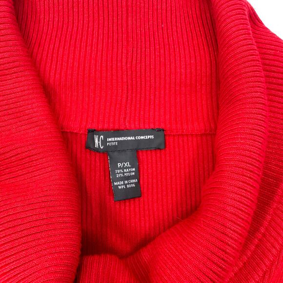 INC International Concepts Petite Red Cowl Neck Top - Picture 7 of 8
